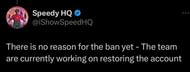 The streamer's team is working on the situation (Image via X/@iShowSpeedHQ)